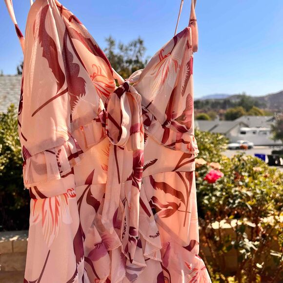 Hello Molly Love Put Me In A Fix Floral Ruffle Tie Front Mini Size XS fits Small - Picture 8 of 8